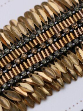 Stella & Dot Pegasus Bracelet Gold Statement Leather Cuff Retired Style